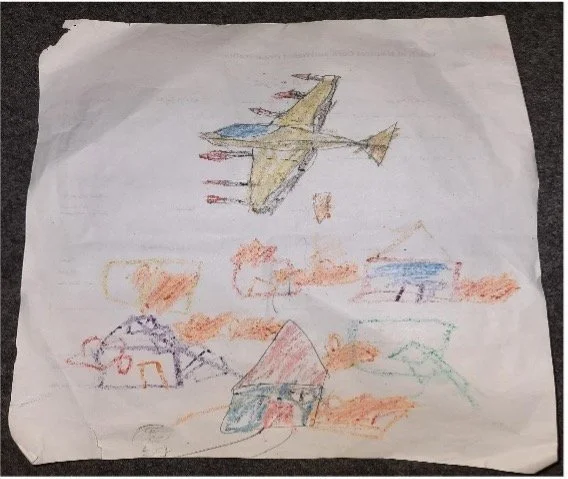 A drawing by a child showing what worries them, to be put in the worry box