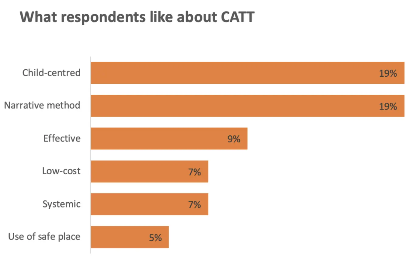 Bar chart of survey feedback showing what respondents liked about CATT.